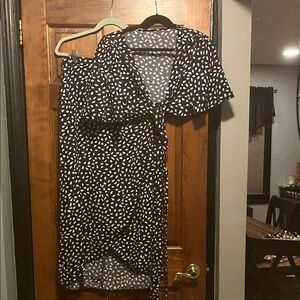 Elegant Asymmetrical Black and White Dress